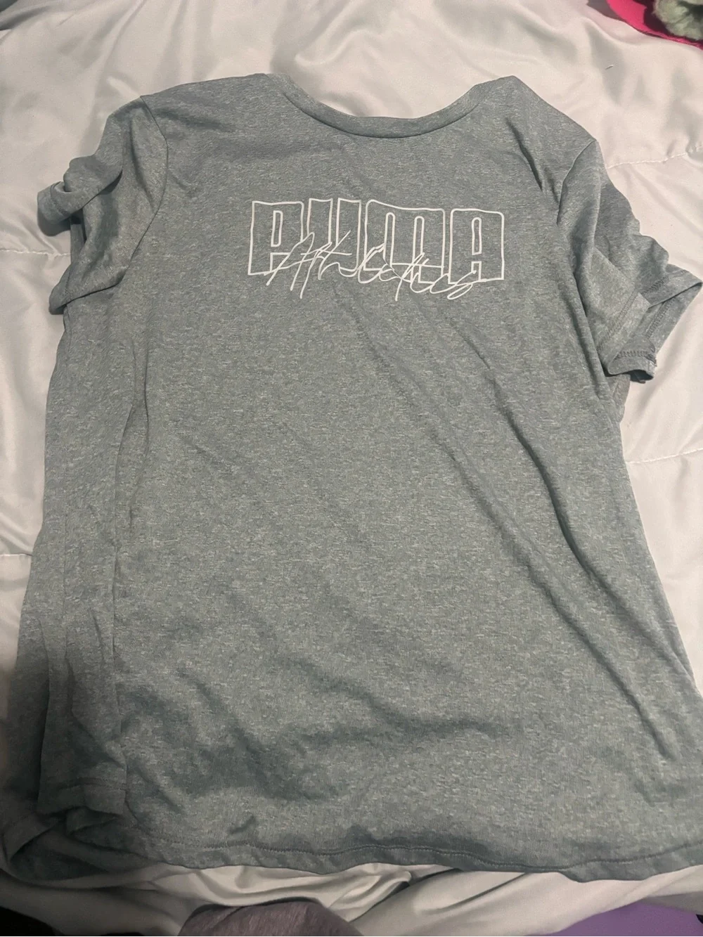 PUMA Girls' Lightweight Heather Gray Graphic Tee